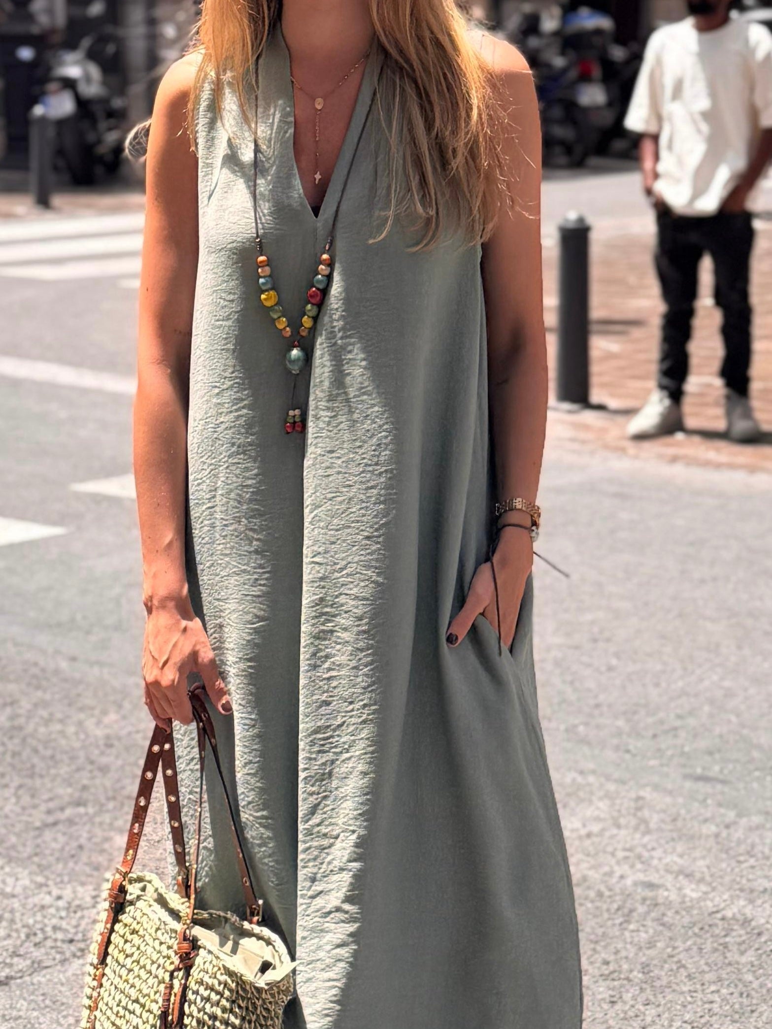 VESTIDO MIDI PICO FRUNCE