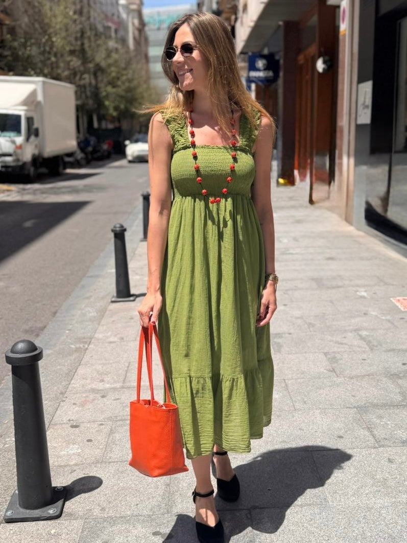 VESTIDO LISO NIDO DE ABEJA